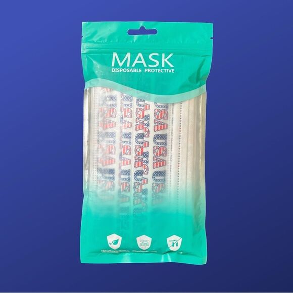 NWOT USA PATRIOTIC Disposable Protective Face Masks 10 Count Non- Medical Device - Picture 1 of 5